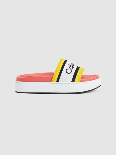 Calvin Klein Cipők HU971714 | Calvin Klein Textile Upper Női Papucs Fekete / Sárga